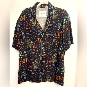 Trippy mushroom frog men’s hawaiian shirt button up short sleeve